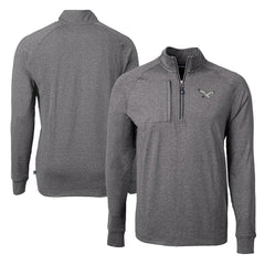 Philadelphia Eagles Cutter & Buck Adapt Eco Knit Heathered Recycled Quarter-Zip Pullover - Heather Black Pullover