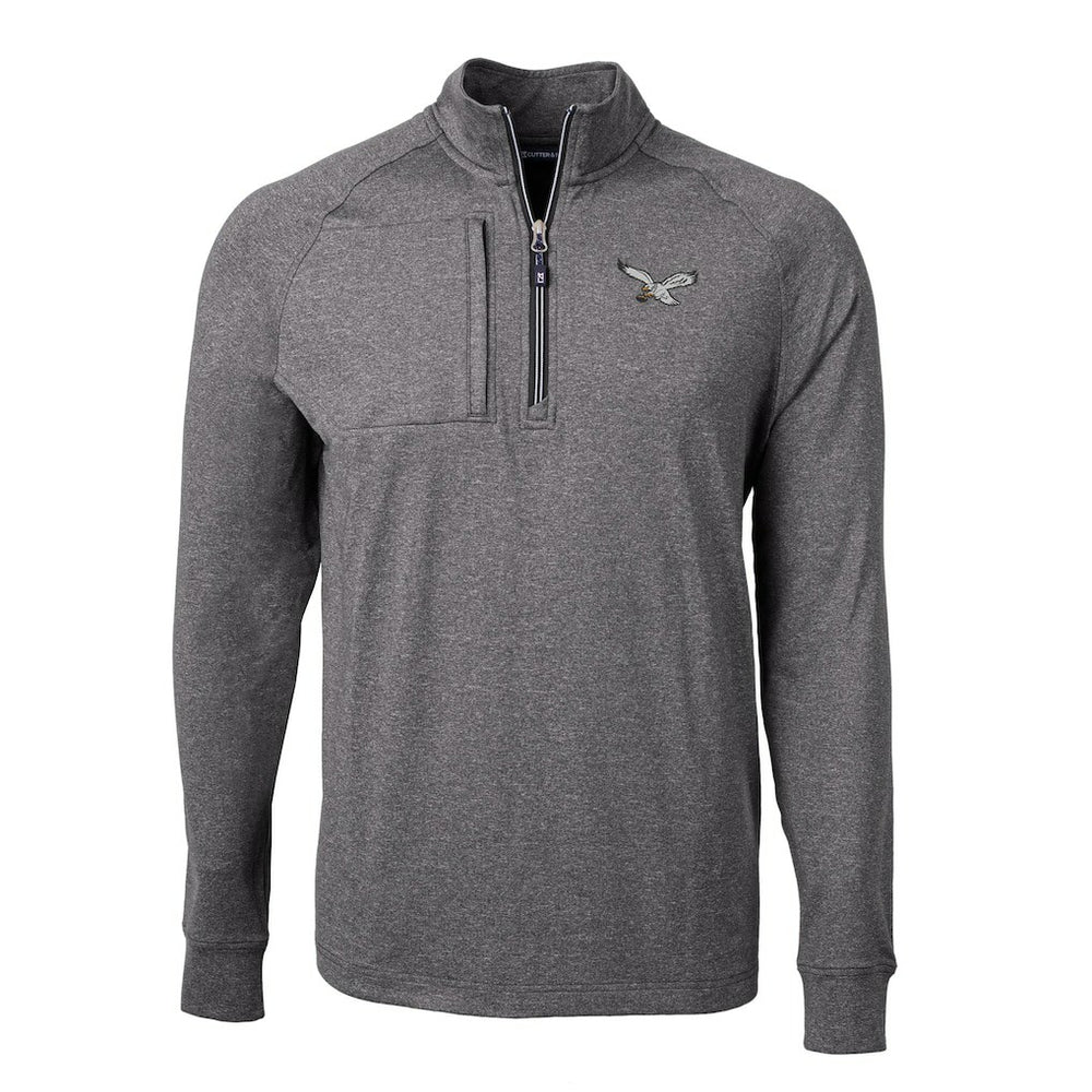 Philadelphia Eagles Cutter & Buck Adapt Eco Knit Heathered Recycled Quarter-Zip Pullover - Heather Black Pullover