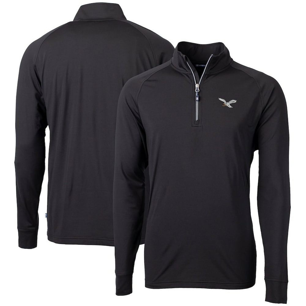 Philadelphia Eagles Cutter & Buck Eco Knit Stretch Recycled Quarter-Zip Pullover - Black Pullover