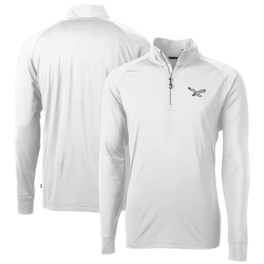 Philadelphia Eagles Cutter & Buck Eco Knit Stretch Recycled Quarter-Zip Pullover - White Pullover
