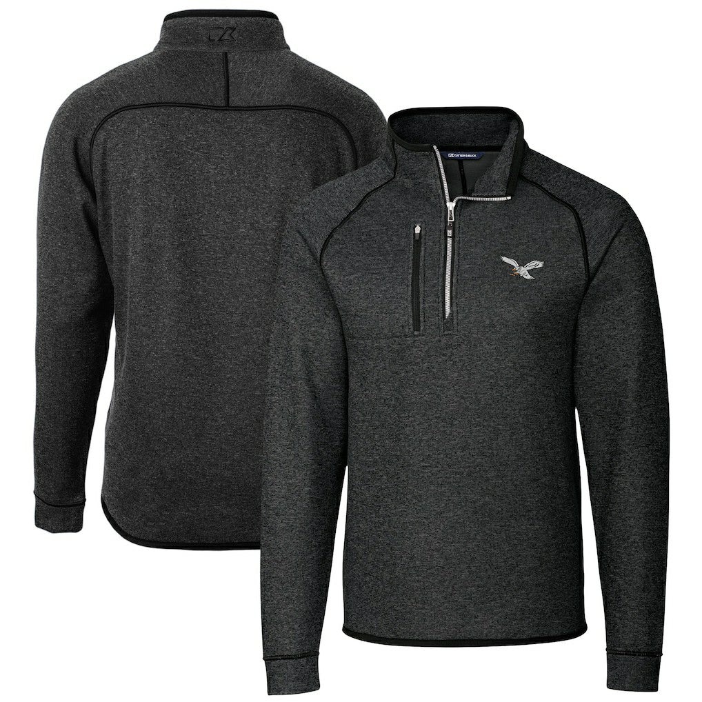 Philadelphia Eagles Cutter & Buck Mainsail Sweater-Knit Half-Zip Pullover Jacket - Heather Charcoal Pullover
