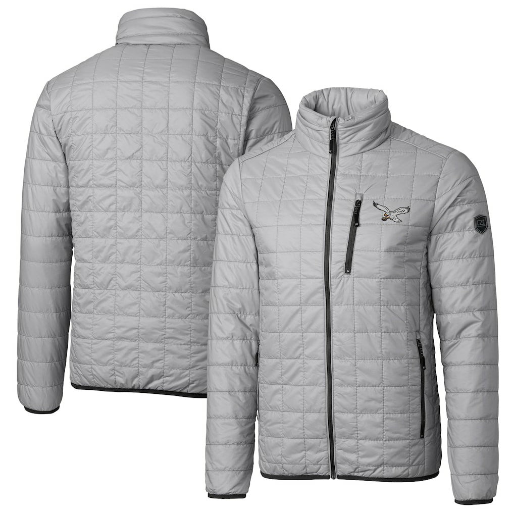 Philadelphia Eagles Cutter & Buck Rainier PrimaLoft Eco Insulated Full-Zip Puffer Jacket - Silver Jackets