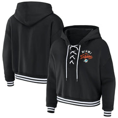 Miami Dolphins WEAR by Erin Andrews Women's Lace-Up Pullover Hoodie - Black Hoodies