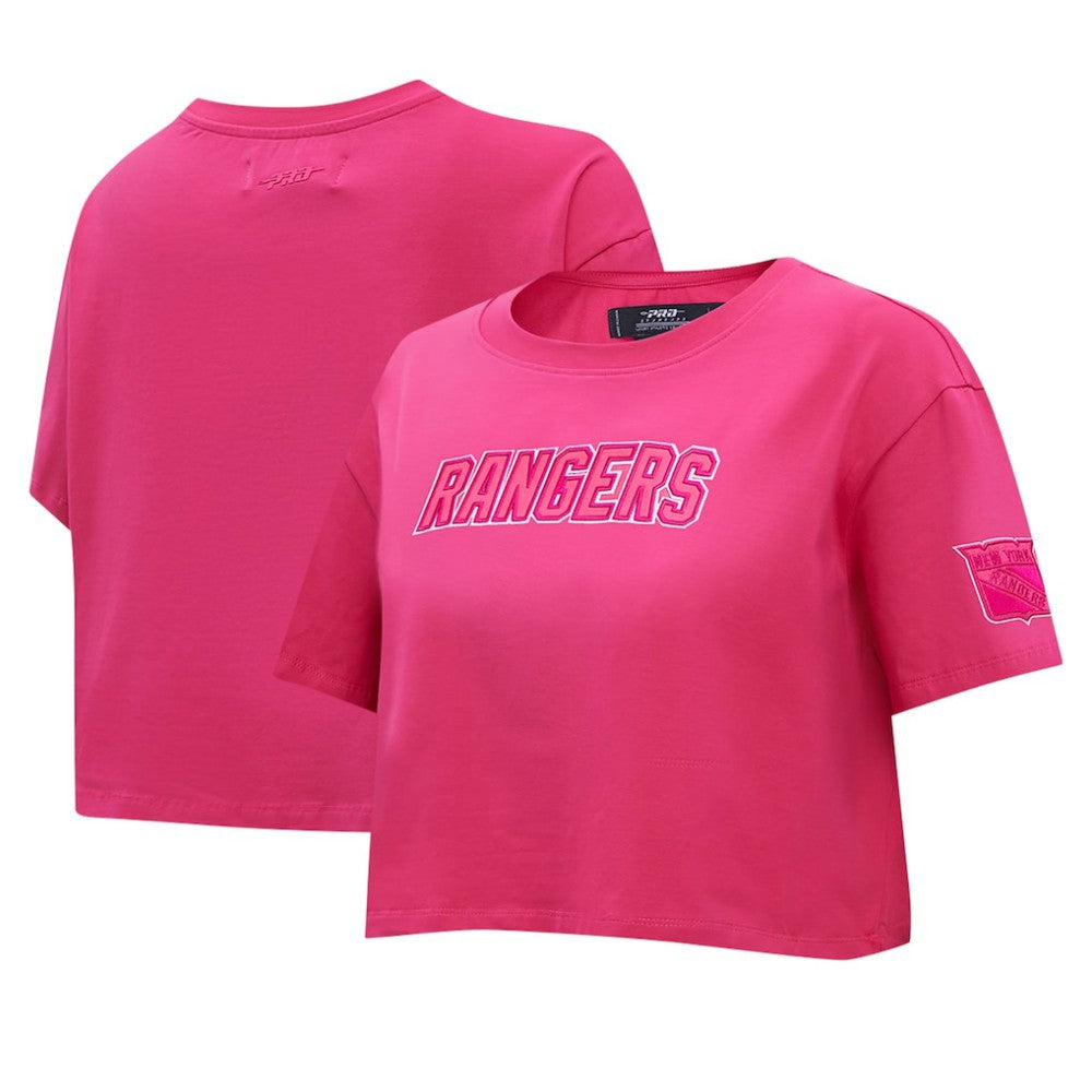 New York Rangers Pro Standard Women's Triple Pink Cropped Boxy T-Shirt | US 200410509