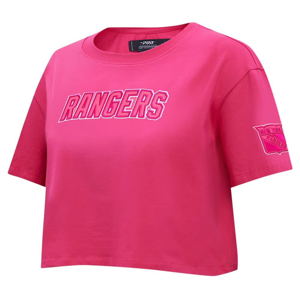 New York Rangers Pro Standard Women's Triple Pink Cropped Boxy T-Shirt | US 200410509