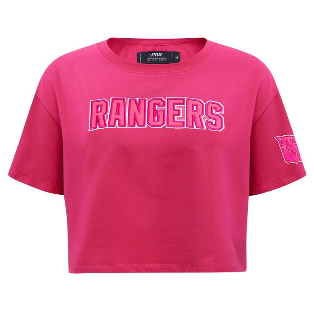 New York Rangers Pro Standard Women's Triple Pink Cropped Boxy T-Shirt | US 200410509