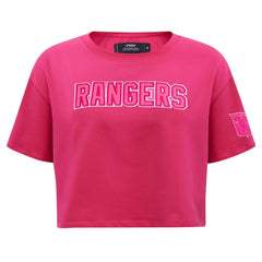 New York Rangers Pro Standard Women's Triple Pink Cropped Boxy T-Shirt | US 200410509