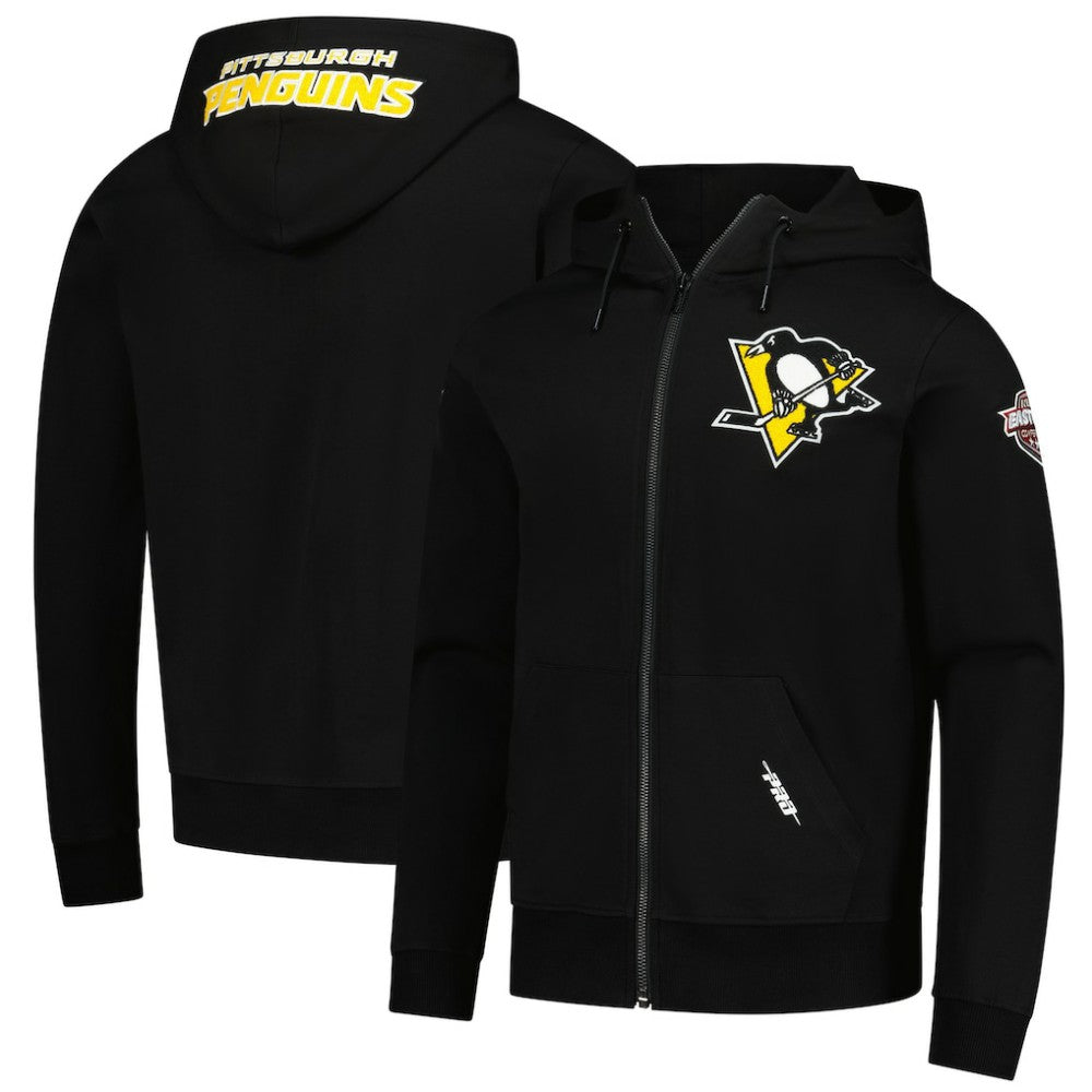 Pittsburgh Penguins Pro Standard Classic Chenille Full-Zip Hoodie Jacket - Black | US 200410603