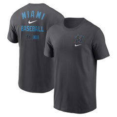 Miami Marlins Nike Logo Sketch Bar T-Shirt - Charcoal T-shirts