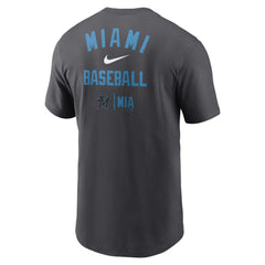 Miami Marlins Nike Logo Sketch Bar T-Shirt - Charcoal T-shirts
