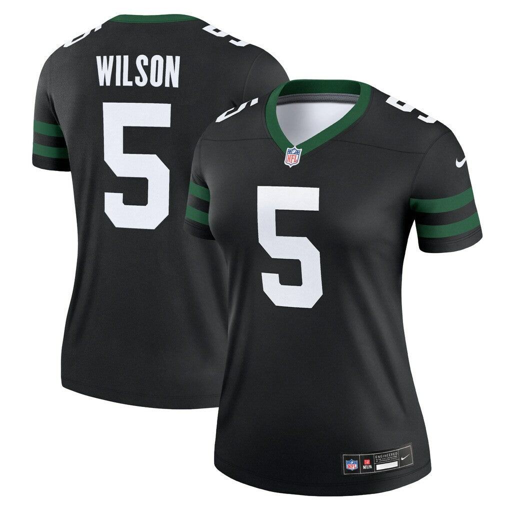 Garrett Wilson New York Jets Women's Alternate Legend Player Performance Top - Legacy Black Tops