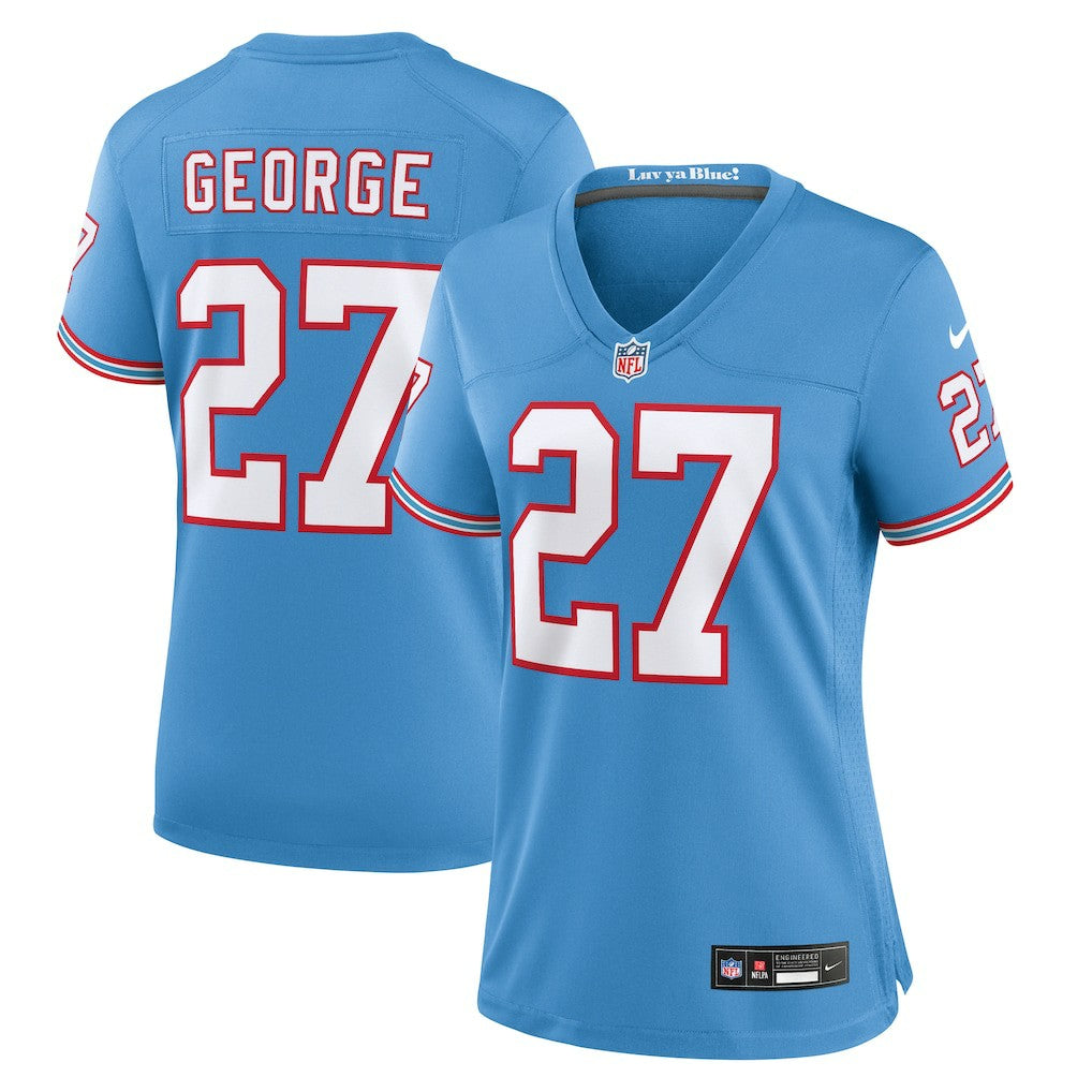 Eddie George Tennessee Titans Women's Oilers Throwback Retired Player Game Jersey - Light Blue Jerseys