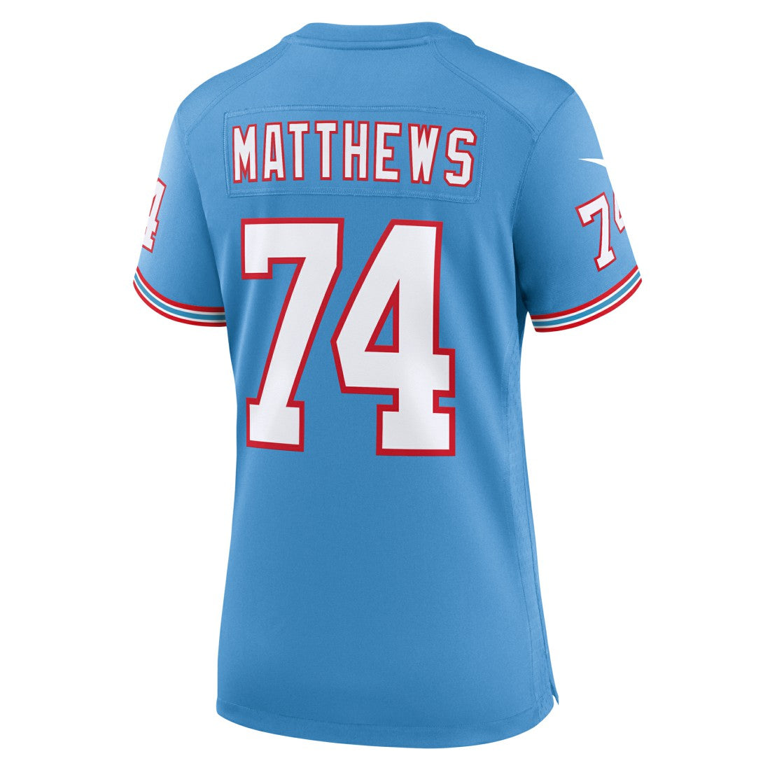 Bruce Matthews Tennessee Titans Women's Oilers Throwback Retired Player Game Jersey - Light Blue Jerseys