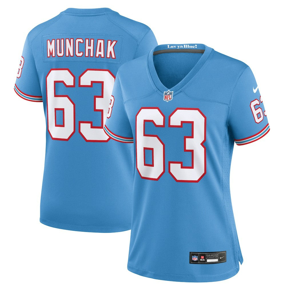 Mike Munchak Tennessee Titans Women's Oilers Throwback Retired Player Game Jersey - Light Blue Jerseys