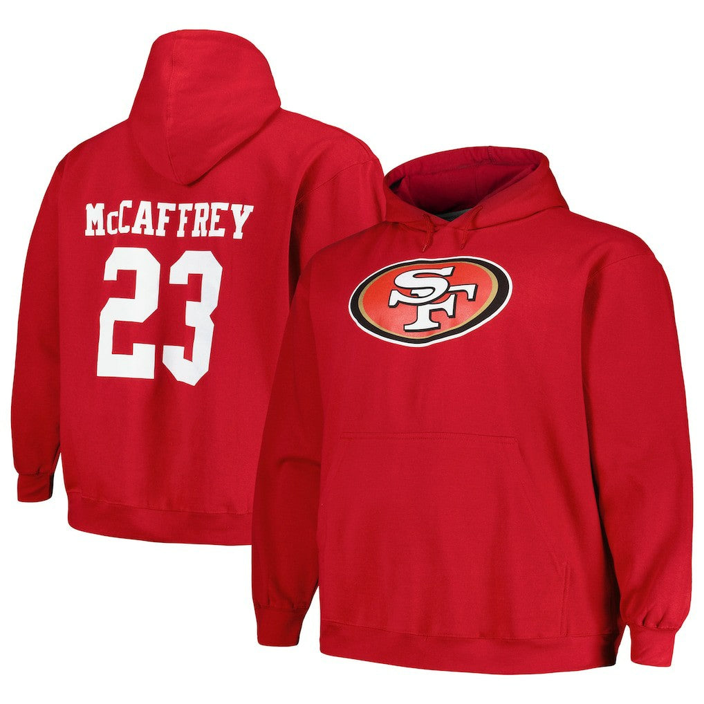 Christian McCaffrey San Francisco 49ers Big & Tall Fleece Name & Number Pullover Hoodie - Scarlet Hoodies
