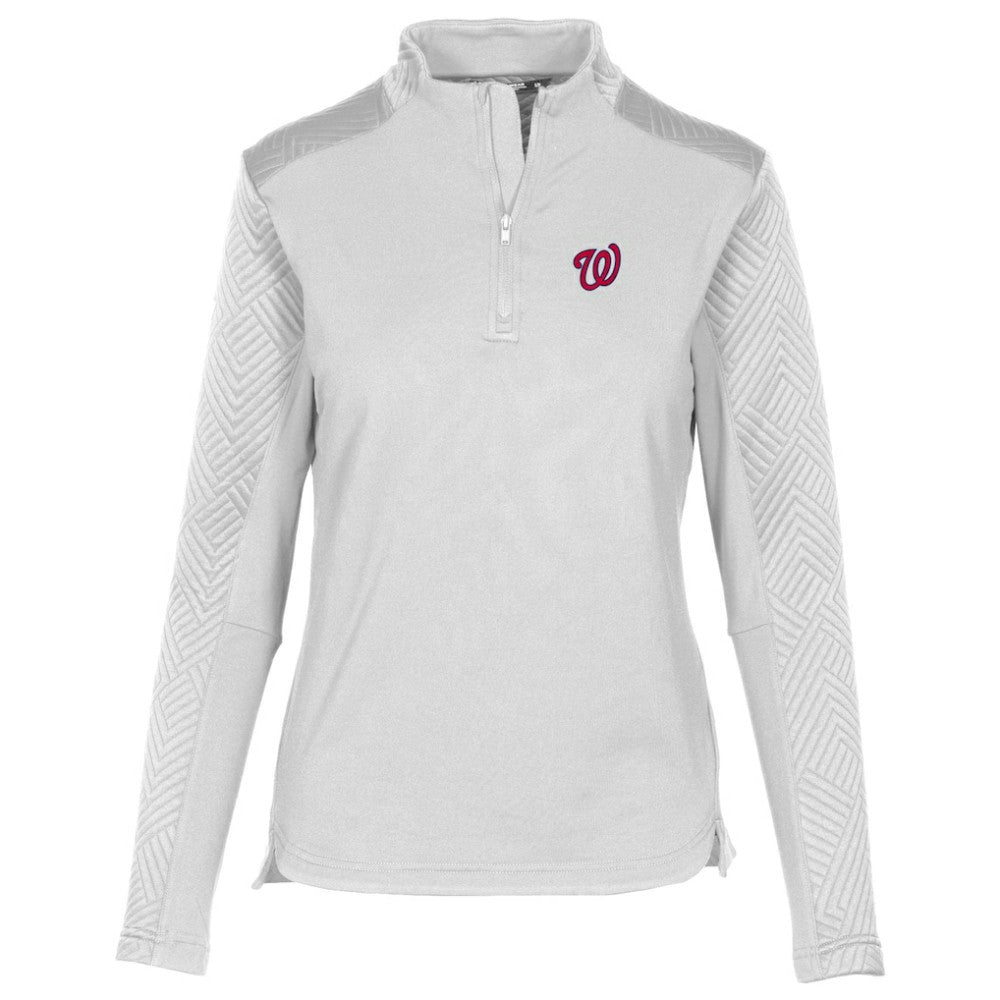 Washington Nationals Levelwear Women's Daybreak Insignia 2.0 Quarter-Zip Pullover Top - White Pullover
