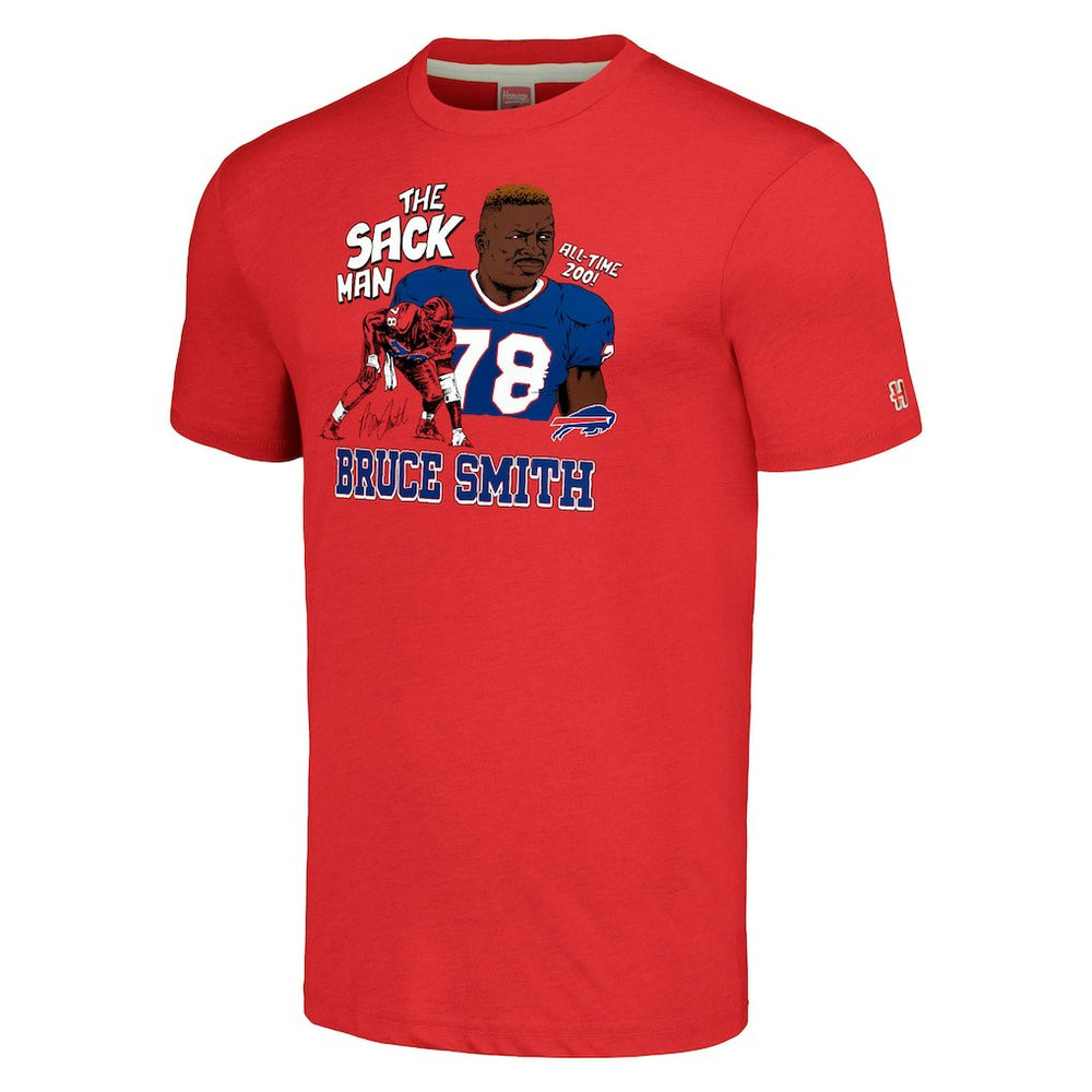 Bruce Smith Buffalo Bills Homage Unisex Caricature Retired Player Tri-Blend T-Shirt - Red T-shirts