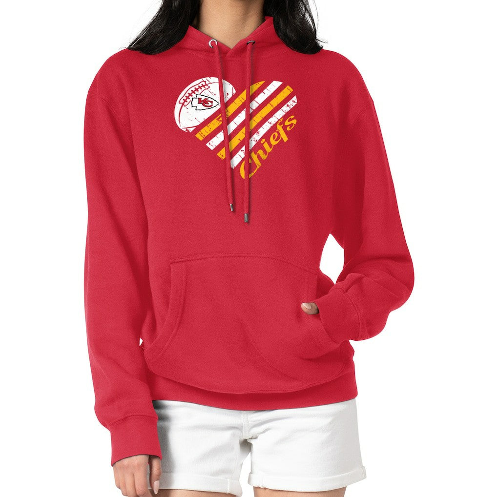Kansas City Chiefs G-III 4Her by Carl Banks Women's Heart Graphic Fleece Pullover Hoodie - Red Hoodies