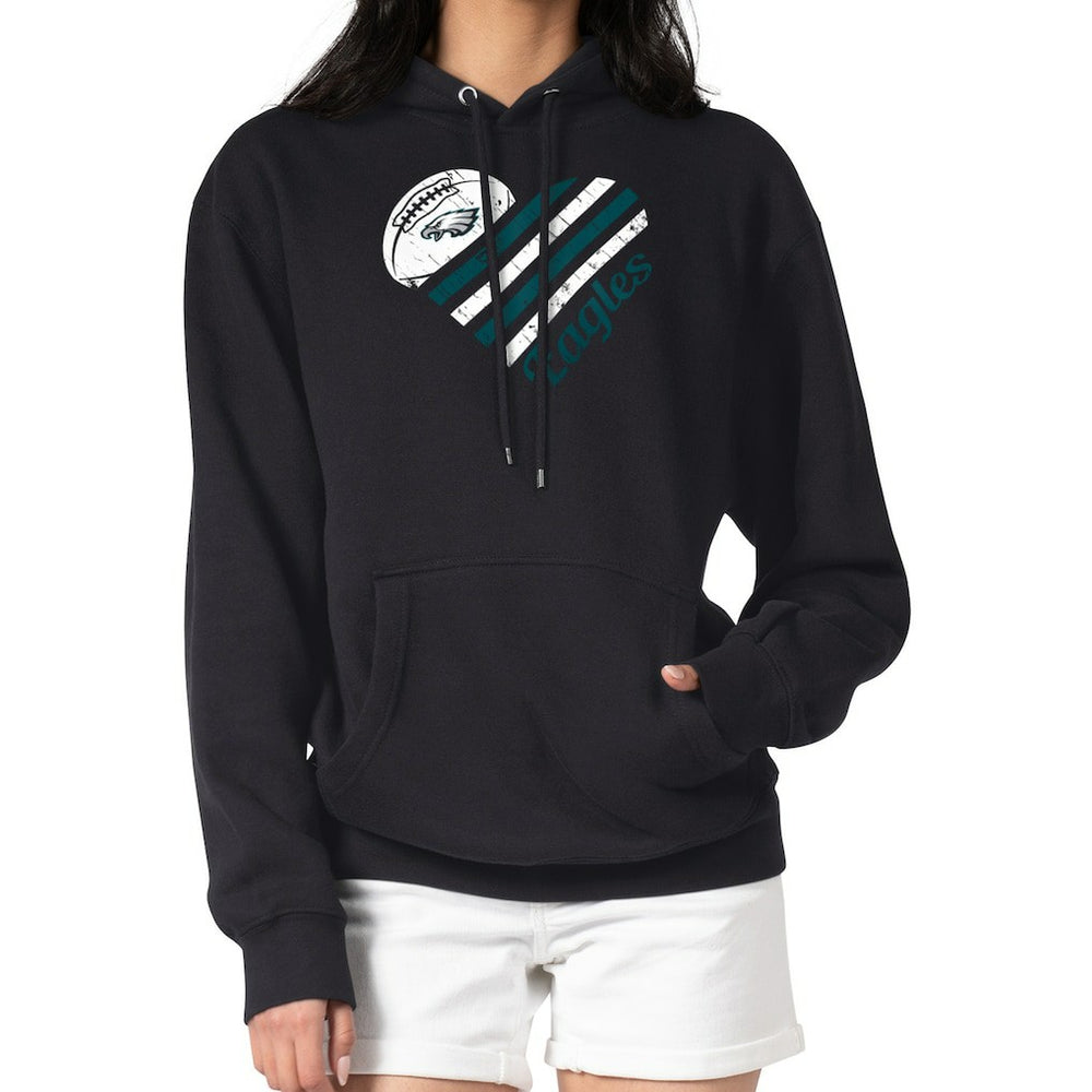 Philadelphia Eagles G-III 4Her by Carl Banks Women's Heart Graphic Fleece Pullover Hoodie - Black Hoodies