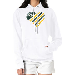 Green Bay Packers G-III 4Her by Carl Banks Women's Heart Graphic Fleece Pullover Hoodie - White Hoodies