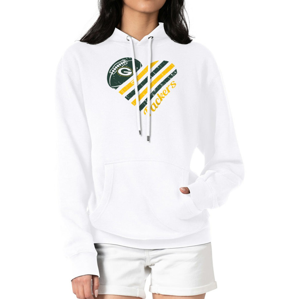Green Bay Packers G-III 4Her by Carl Banks Women's Heart Graphic Fleece Pullover Hoodie - White Hoodies