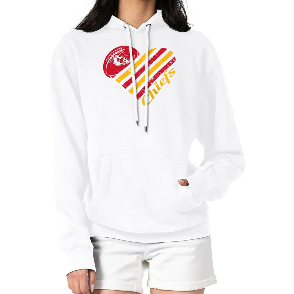 Kansas City Chiefs G-III 4Her by Carl Banks Women's Heart Graphic Fleece Pullover Hoodie - White Hoodies
