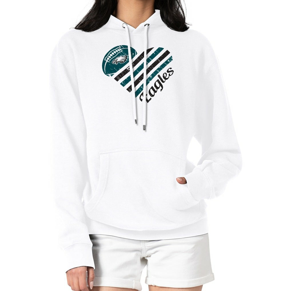 Philadelphia Eagles G-III 4Her by Carl Banks Women's Heart Graphic Fleece Pullover Hoodie - White Hoodies