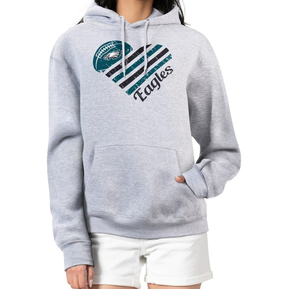 Philadelphia Eagles G-III 4Her by Carl Banks Women's Heart Graphic Fleece Pullover Hoodie - Heather Gray Hoodies
