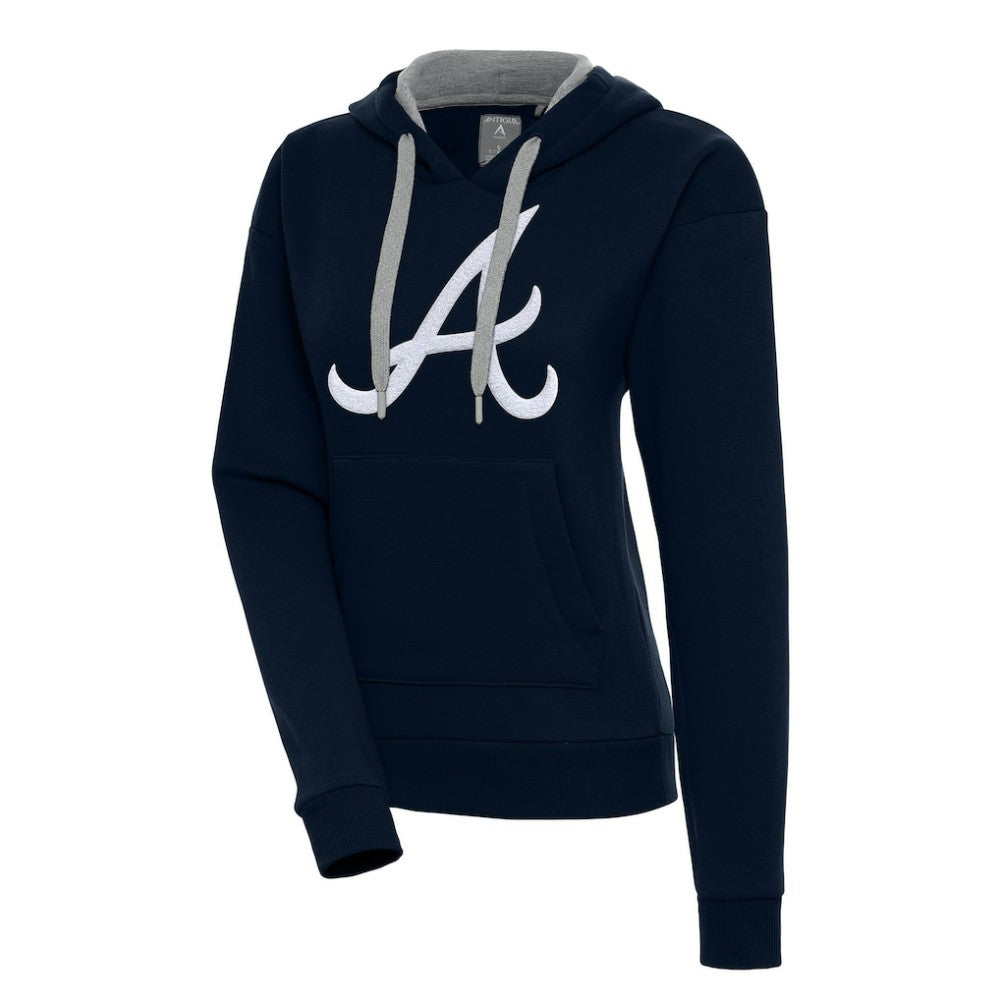 Atlanta Braves Antigua Women's Victory Pullover Hoodie - Navy Hoodies