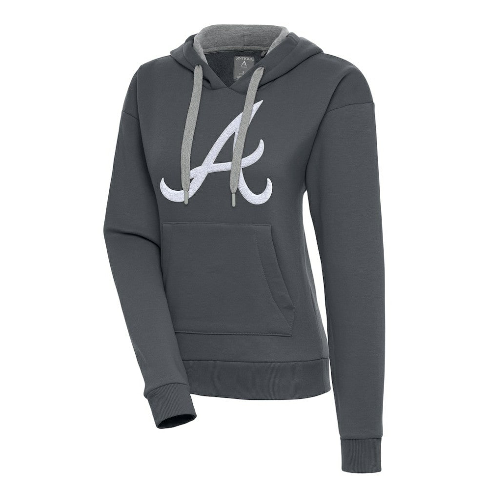 Atlanta Braves Antigua Women's Victory Pullover Hoodie - Charcoal Hoodies