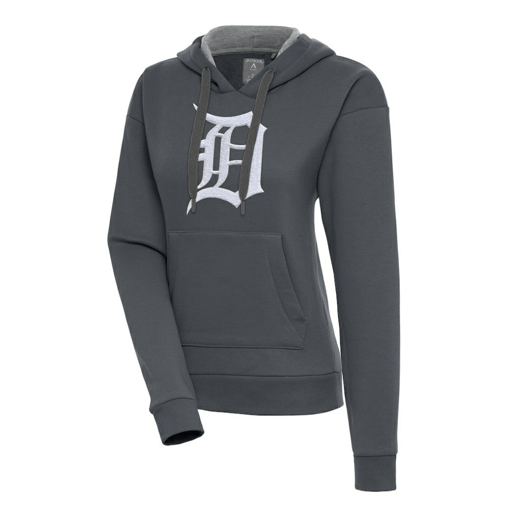Detroit Tigers Antigua Women's Victory Pullover Hoodie - Charcoal Hoodies