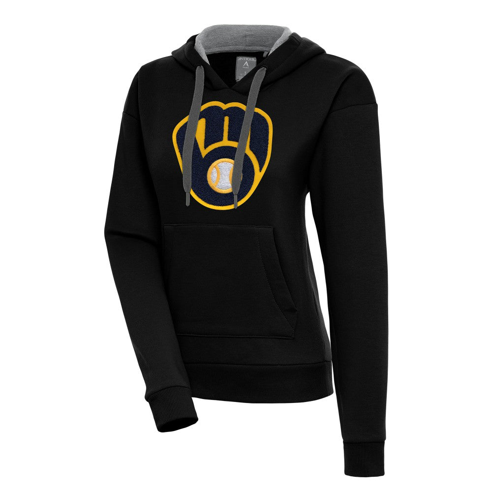 Milwaukee Brewers Antigua Women's Victory Pullover Hoodie - Black Hoodies