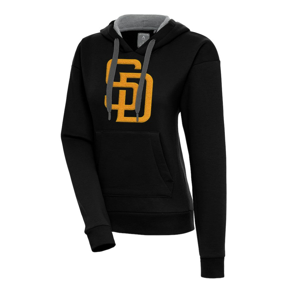 San Diego Padres Antigua Women's Victory Pullover Hoodie - Black Hoodies