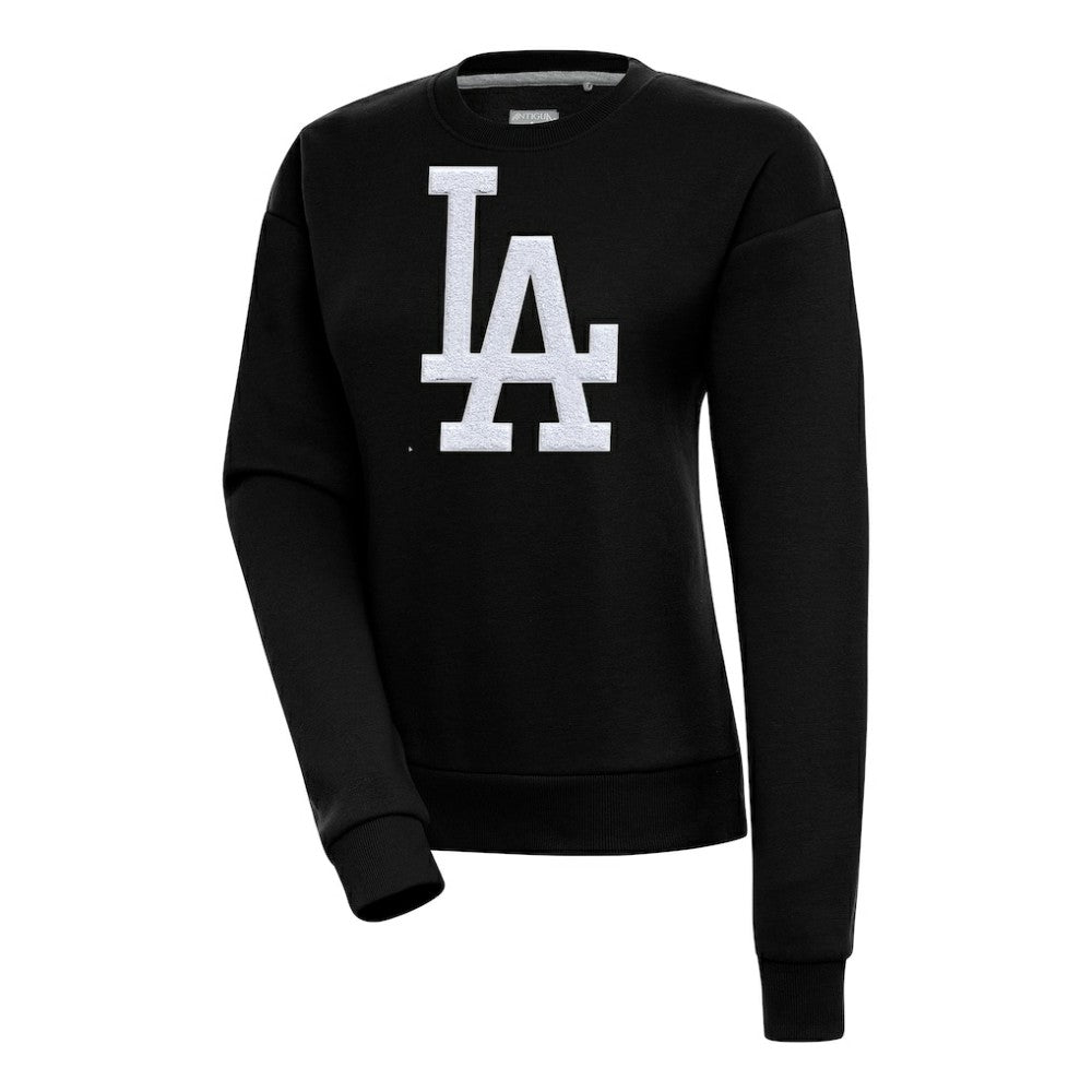 Los Angeles Dodgers Antigua Women's Victory Chenille Pullover Sweatshirt - Black Pullover