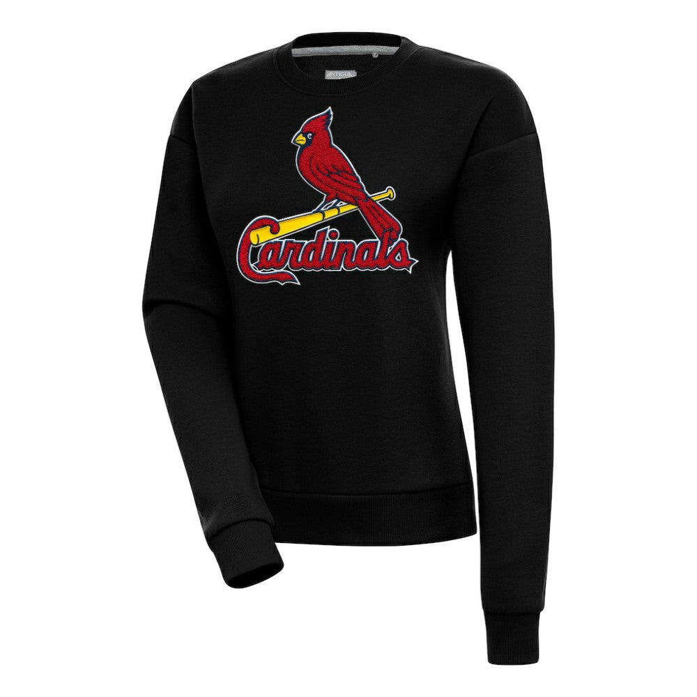 St. Louis Cardinals Antigua Women's Victory Chenille Pullover Sweatshirt - Black Pullover