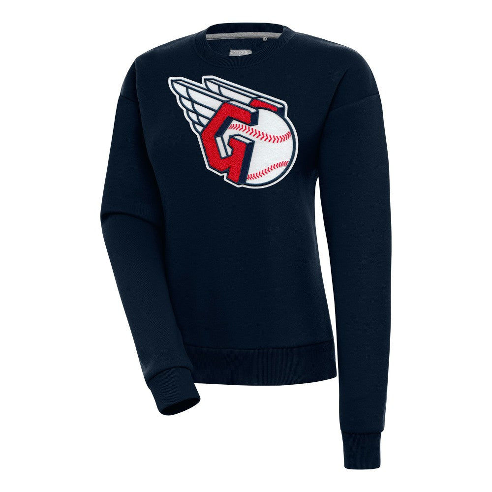 Cleveland Guardians Antigua Women's Victory Chenille Pullover Sweatshirt - Navy Pullover