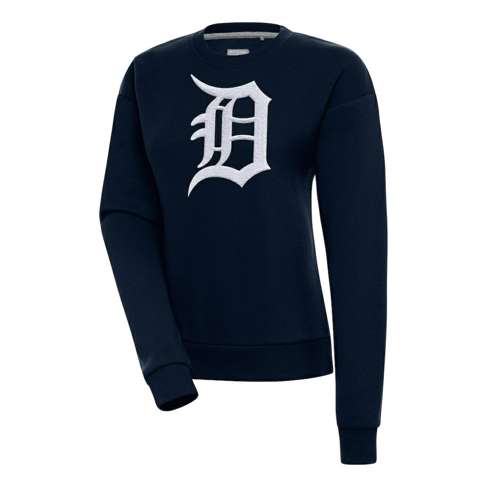 Detroit Tigers Antigua Women's Victory Chenille Pullover Sweatshirt - Navy Pullover