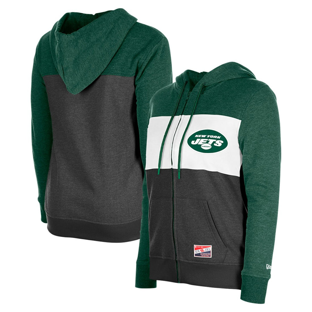 New York Jets New Era Women's Color-Block Full-Zip Hoodie - Green Hoodies