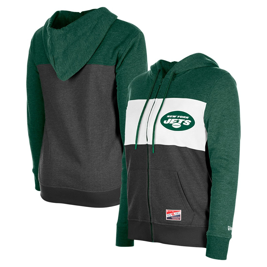 New York Jets New Era Women's Color-Block Full-Zip Hoodie - Green Hoodies