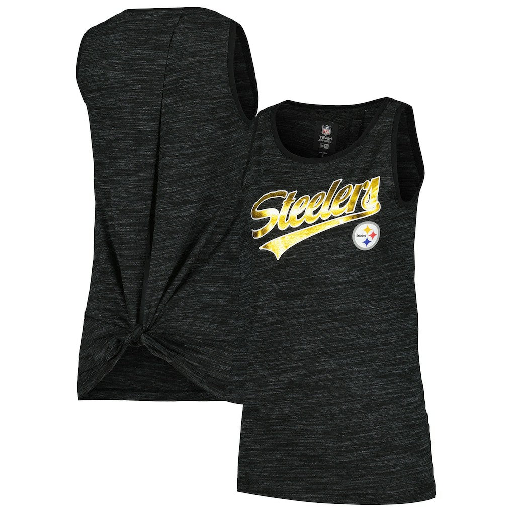 Pittsburgh Steelers New Era Women's Space Dye Active Tank Top - Black Tops