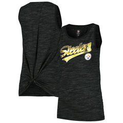 Pittsburgh Steelers New Era Women's Space Dye Active Tank Top - Black Tops