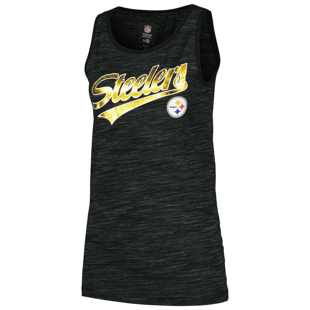Pittsburgh Steelers New Era Women's Space Dye Active Tank Top - Black Tops