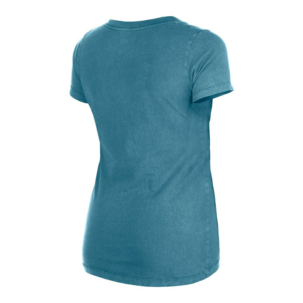 Miami Dolphins New Era Women's Enzyme Wash Low V-Neck T-Shirt - Aqua T-shirts