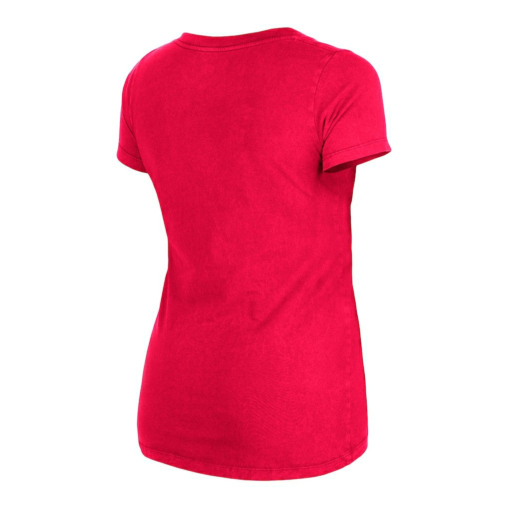 San Francisco 49ers New Era Women's Enzyme Wash Low V-Neck T-Shirt - Scarlet T-shirts