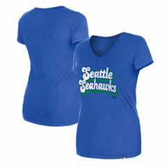 Seattle Seahawks New Era Women's Enzyme Wash Low V-Neck T-Shirt - Royal T-shirts