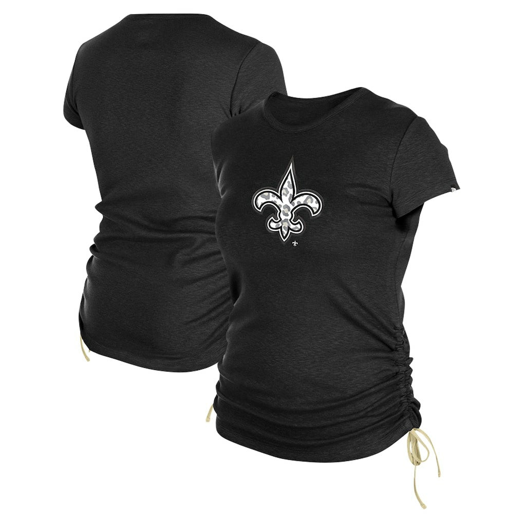 New Orleans Saints New Era Women's Ruched Side T-Shirt - Black T-shirts