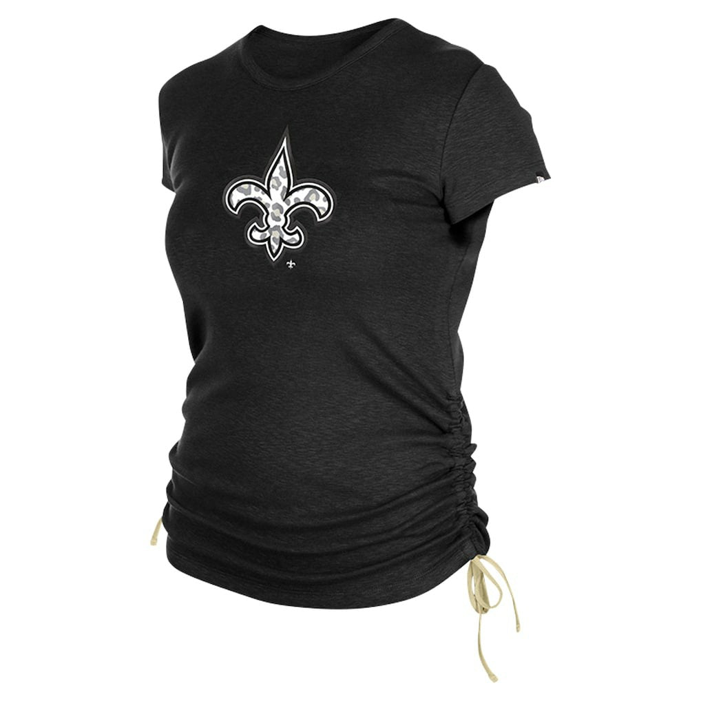 New Orleans Saints New Era Women's Ruched Side T-Shirt - Black T-shirts