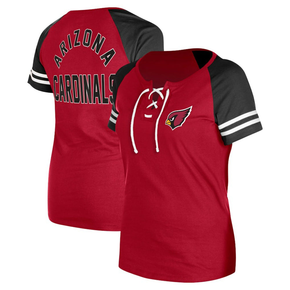 Arizona Cardinals New Era Women's Lace-Up Raglan T-Shirt - Cardinal T-shirts
