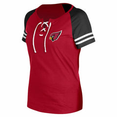 Arizona Cardinals New Era Women's Lace-Up Raglan T-Shirt - Cardinal T-shirts