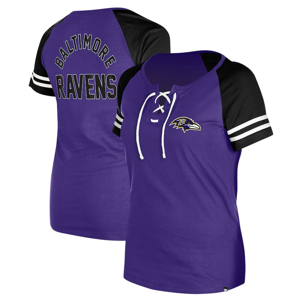 Baltimore Ravens New Era Women's Lace-Up Raglan T-Shirt - Purple T-shirts